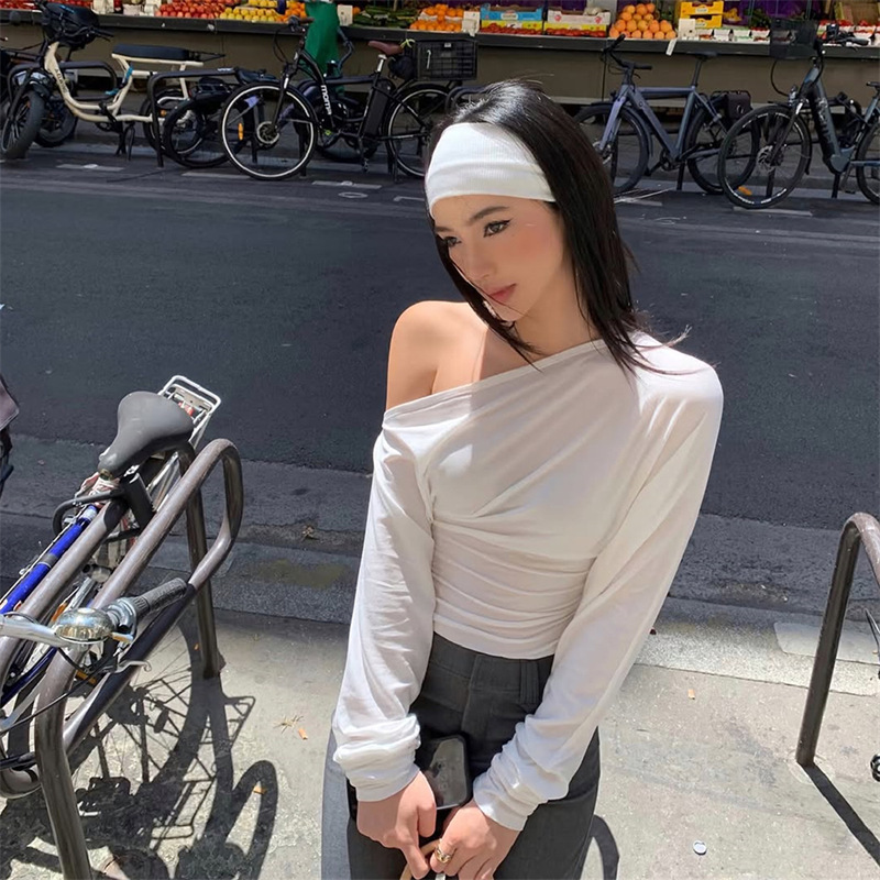 Blouse Off Shoulder - 2026 여성용 원숄더 탑 긴팔 티셔츠