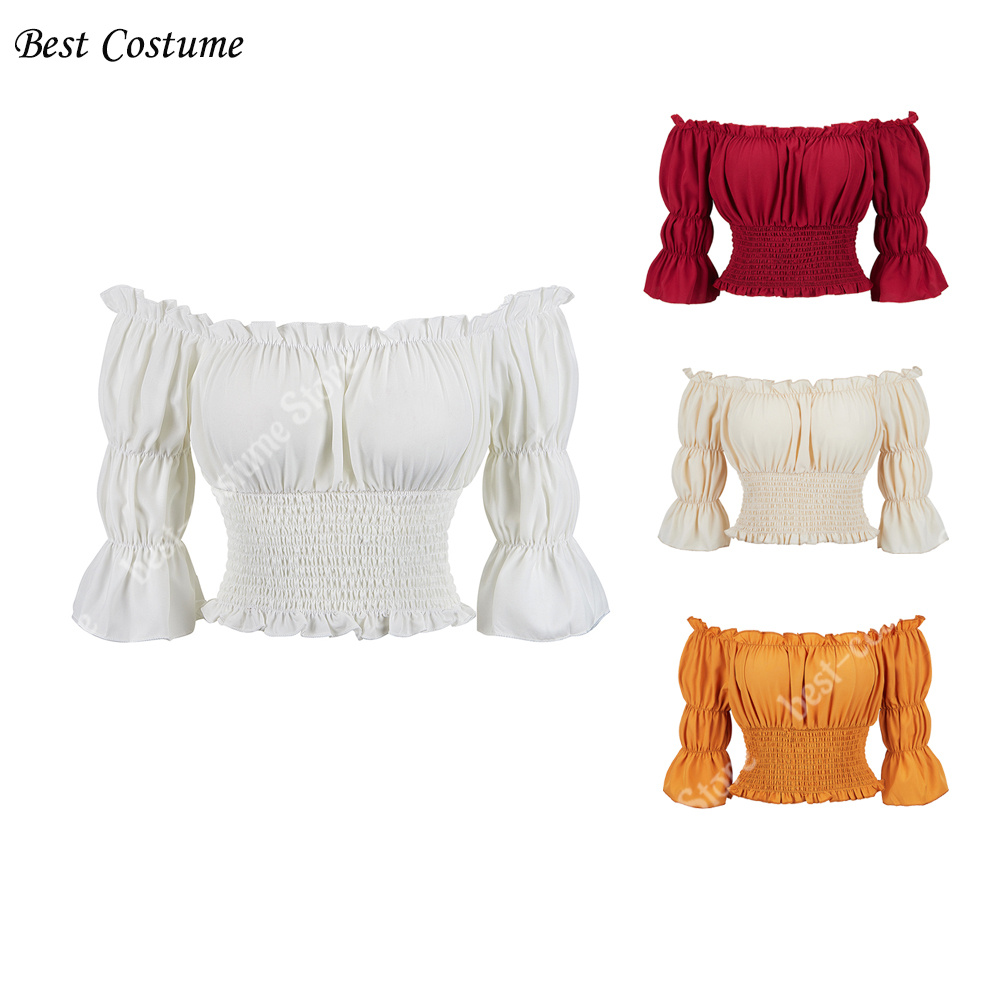 Blouse Off Shoulder - 여성용 중세 의상 블라우스 탑 XS-3XL