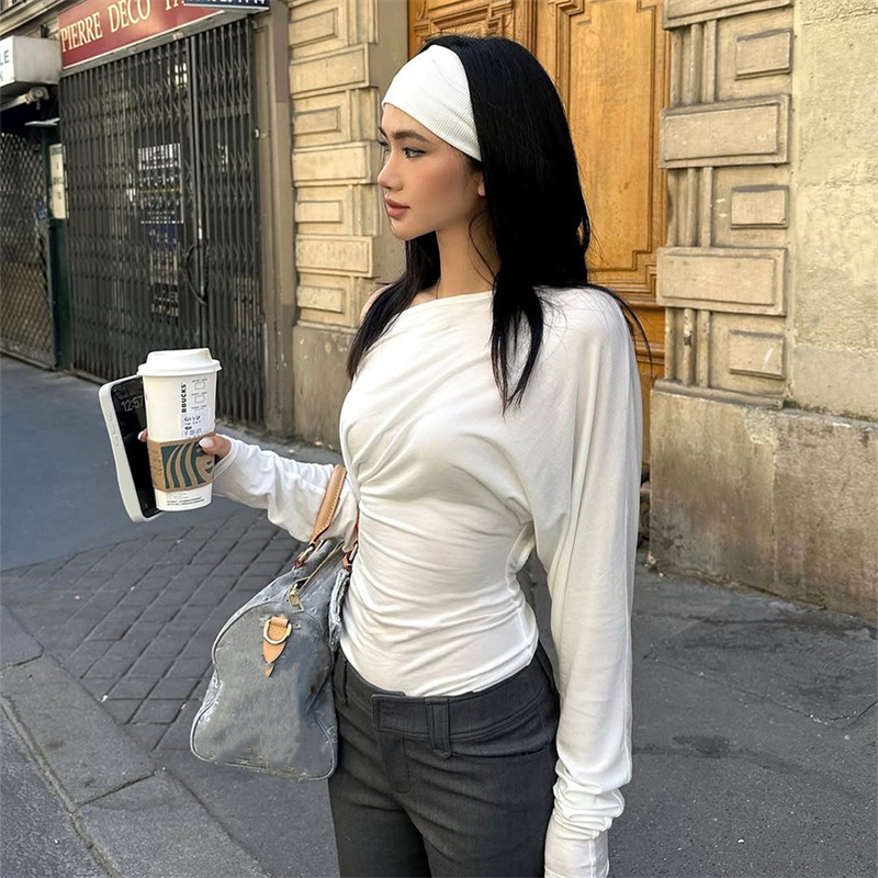 2026 여성용 원숄더 탑 긴팔 티셔츠 비대칭 러칭 오 - Blouse Off Shoulder 리뷰 및 가격