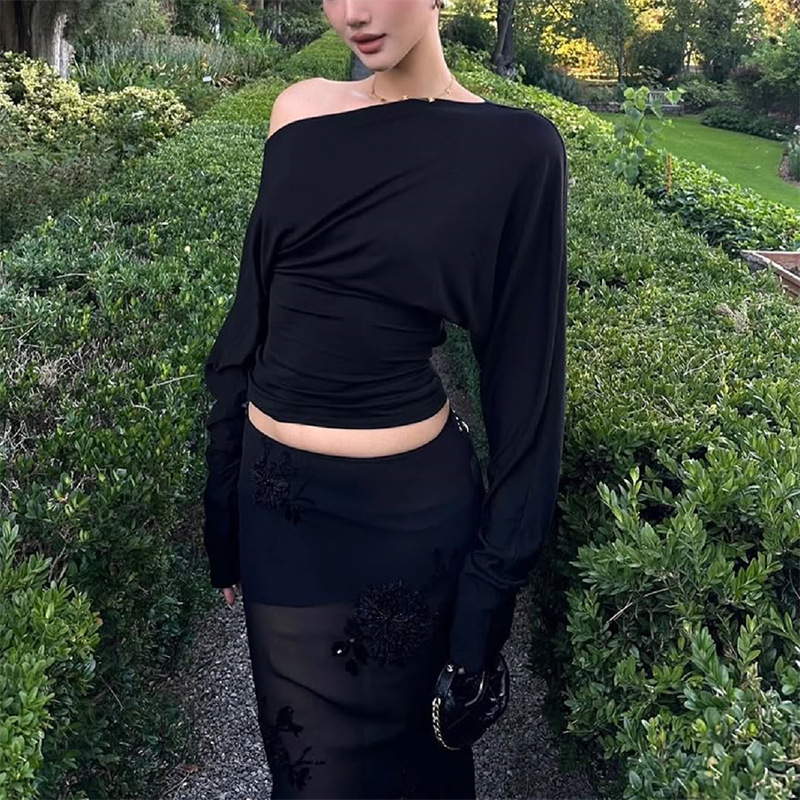 2026 여성용 원숄더 탑 긴팔 티셔츠 비대칭 러칭 오 - Blouse Off Shoulder 리뷰 및 가격
