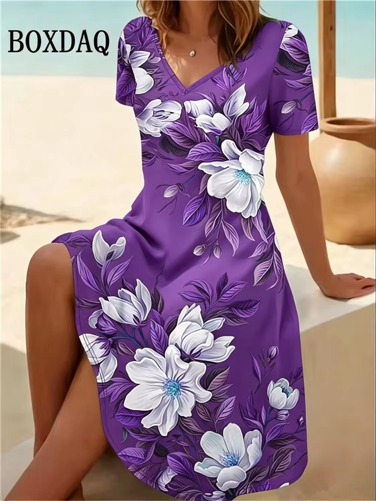 6XL 플러스 사이즈 여성 드레스 여름 해변 캐주얼 A - Romper Floral Print 리뷰 및 가격